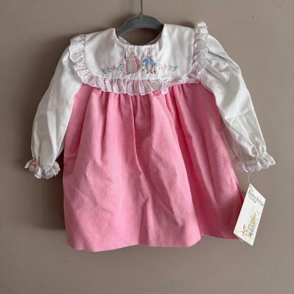 Beatrix Potter Original Pink Embroidered Peter Rabbit Dress 6-9 Baby Girl New - Picture 1 of 9